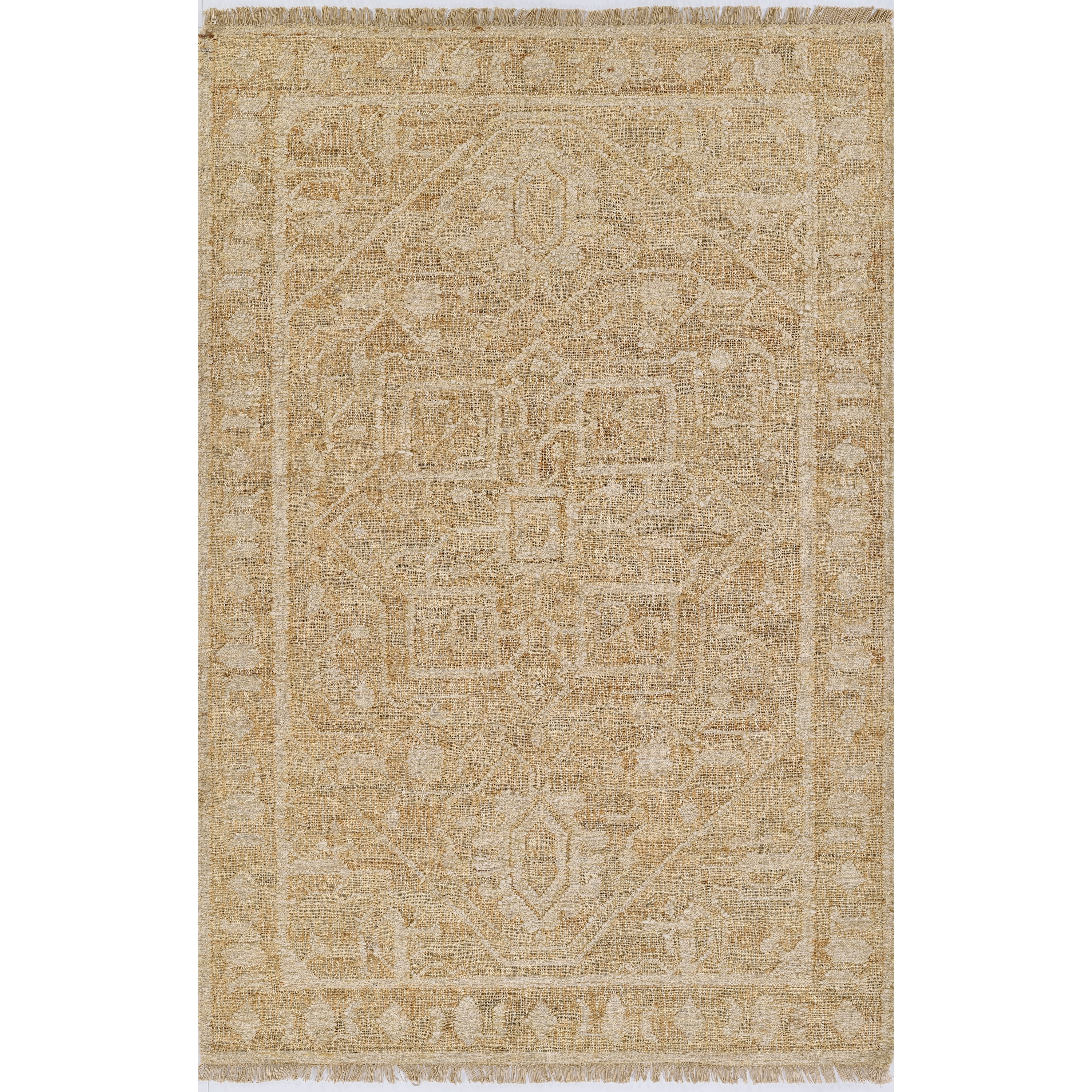 Momeni Nirvana Hand Woven Wool and Jute Medallion Area Rug. - 5' 3" x 7' 6" - Ivory - Rectangle | Overstock