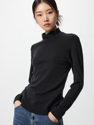 Women's HEATTECH Ultra Warm High Neck T-Shirt with Moisture-Wicking Black XL UNIQLO US | UNIQLO (US)