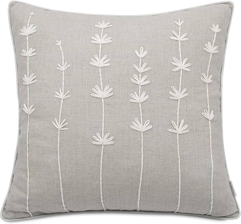 VAGMINE Handwork Embroidered Linen Square Decorative Accent Throw Pillow Cover - for Master Bedro... | Amazon (US)