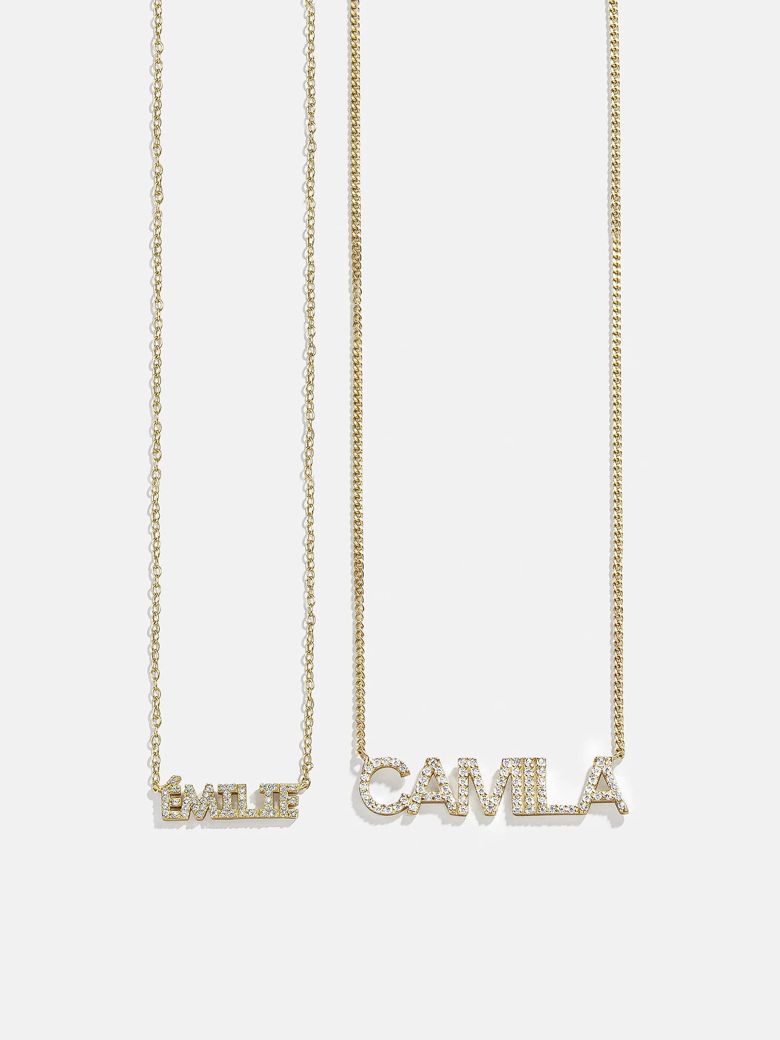18K Gold Custom Birthstone Nameplate Necklace - Crystal | BaubleBar (US)