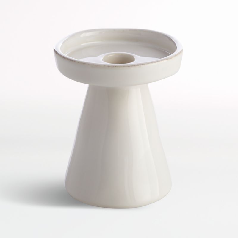 Marin White Small Taper/Pillar Candle Holder + Reviews | Crate and Barrel | Crate & Barrel