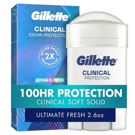 Gillette Clinical Antiperspirant Deodorant for Men, Soft Solid Ultimate Fresh, 2.6 oz | Walmart (US)