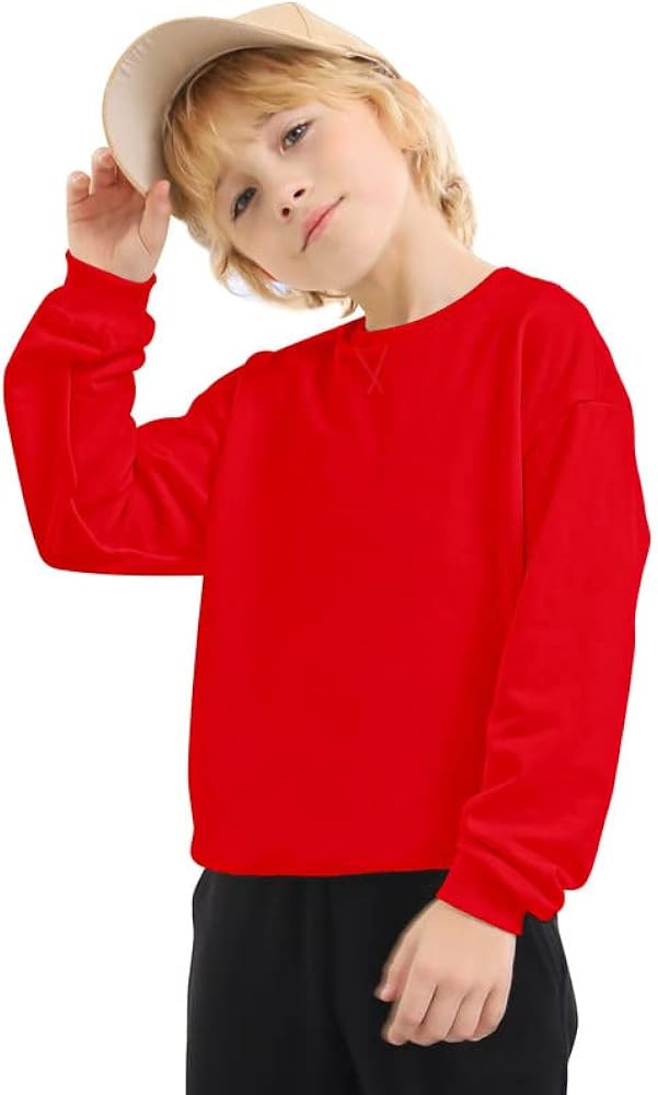Kids Fleece Sweatshirts Soft Cotton Warm Crewneck Shirt Long Sleeve Pullover Sweatshirts for Boys... | Amazon (US)