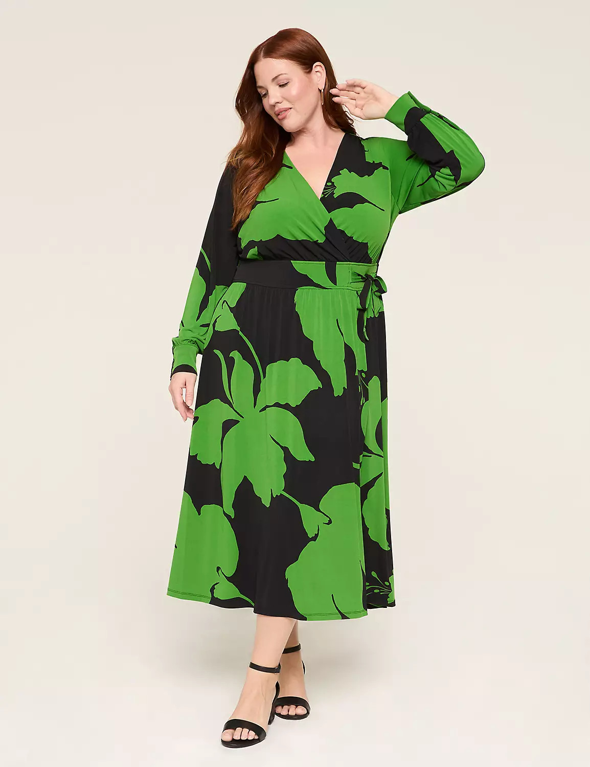 Faux-Wrap Wide-Waistband Jersey Midi Dress | Lane Bryant (US)