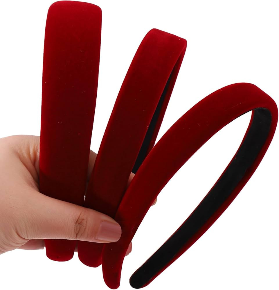 AUDTOPE 3Pcs Headbands for Women, Red Velvet Head Bands for Women's Hair Solid Soft Plain Hairban... | Amazon (US)