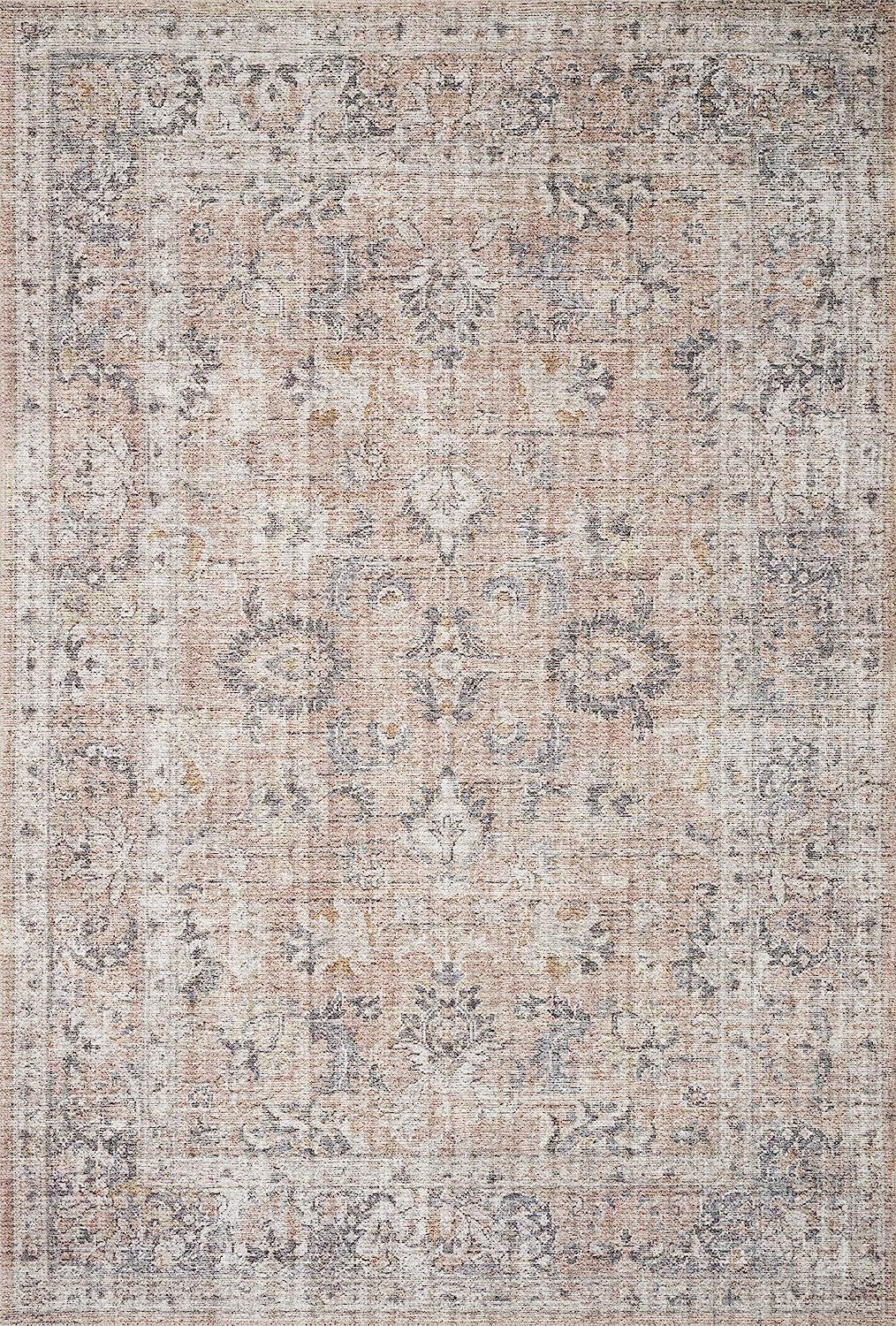 Loloi II Skye Collection Printed Distressed Vintage Area Rug, 2'-3" x 3'-9", Blush/Grey | Amazon (US)