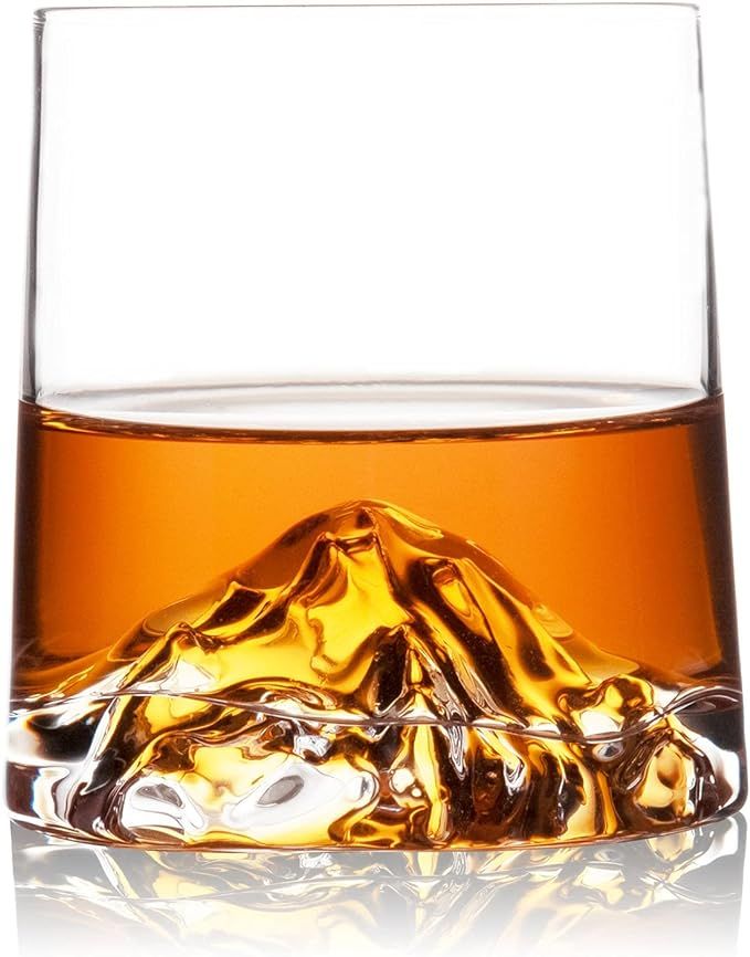 HCYCFY Old Fashioned Whiskey Glasses Set of 2 with Slate Coasters，8.5 oz Mountain Crystal Glass... | Amazon (US)
