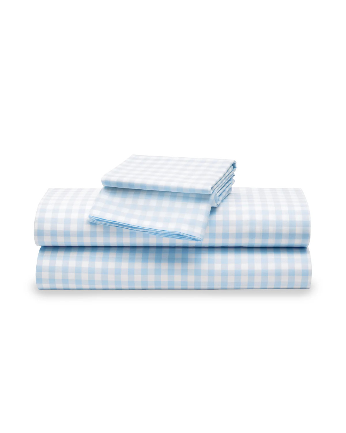Luxe Premium Cotton Light Blue Gingham Bed Sheets | Petite Plume