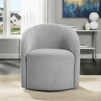 Boucle Swivel Barrel Chair - 360° Rotating Design with Pocket Coil Suppor | Wayfair North America