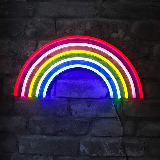 Isaac Jacobs 15” x 7.5” inch LED Neon ‘Multi-Colored Rainbow’ Wall Sign for Cool Light, W... | Amazon (US)