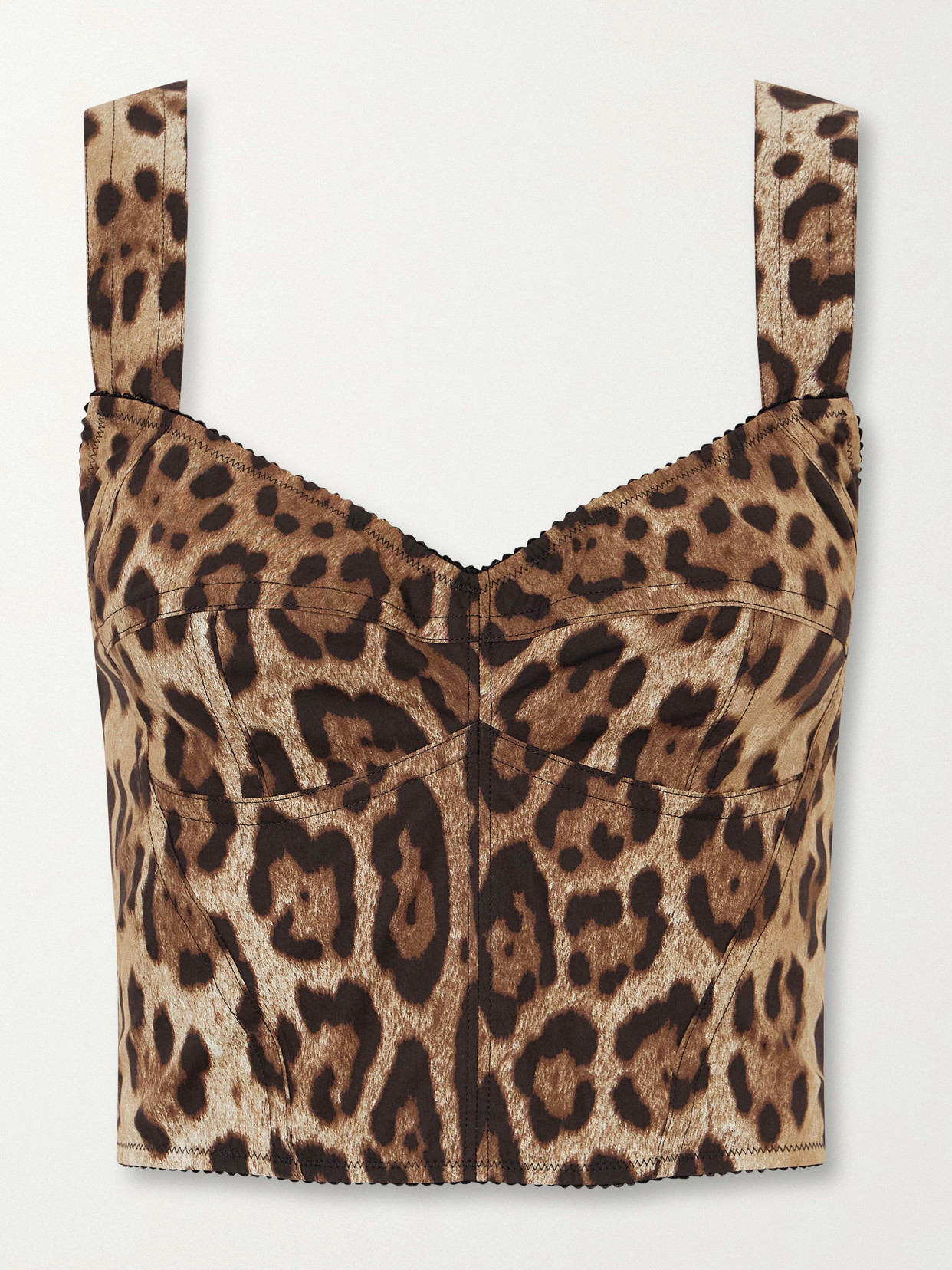 Dolce & Gabbana - Cropped Leopard-print Stretch-canvas Bustier Top - Animal Print | NET-A-PORTER (US)