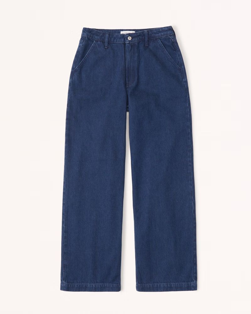 Curve Love Mid Rise Ultra Wide Leg Jean | Abercrombie & Fitch (US)