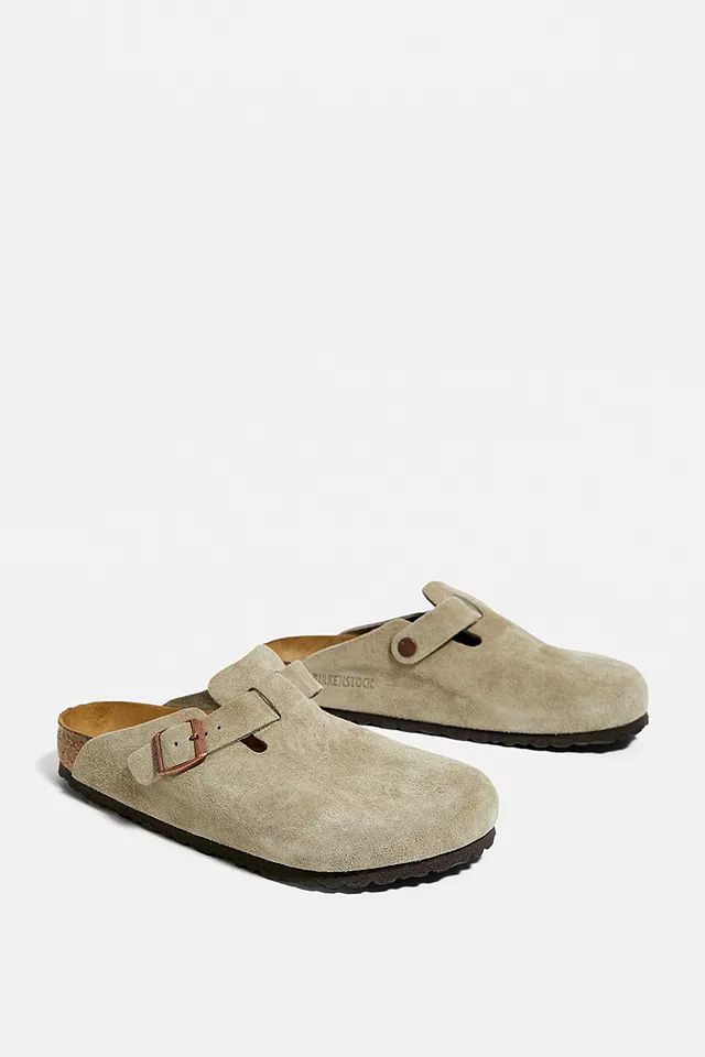 Birkenstock Boston Taupe Natural Suede Clogs | Urban Outfitters (EU)