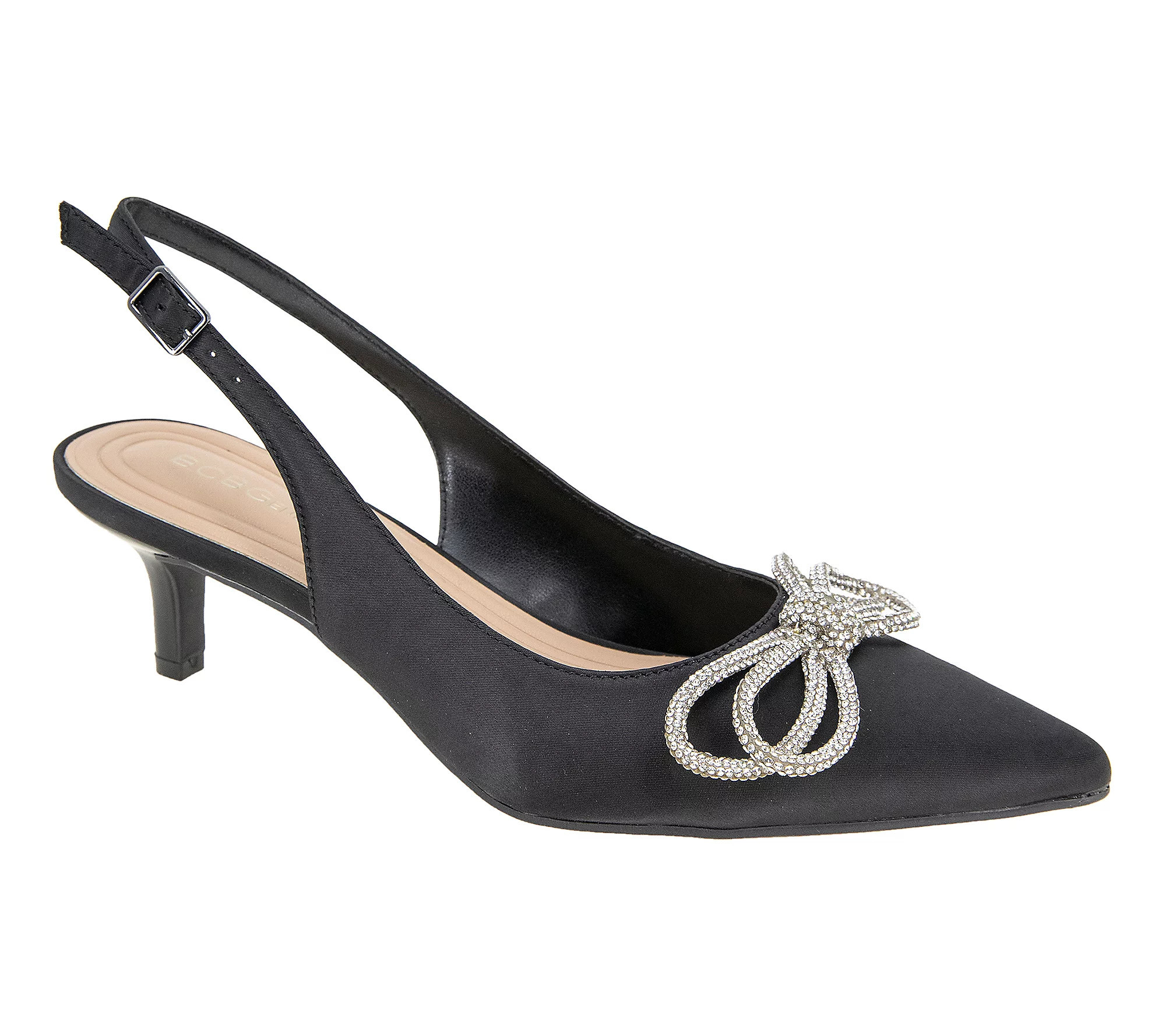 BCBGeneration Donna Rhinestone Bow Slingback Ki tten Heel | QVC