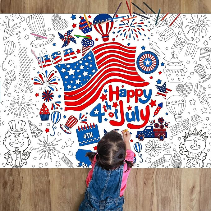 4th of July Coloring Poster for Kids Giant Coloring Poster Large American Independence Day Colori... | Amazon (US)
