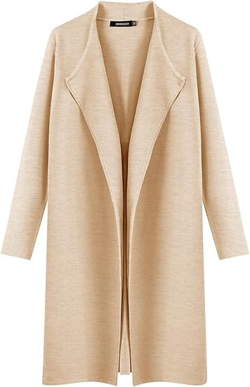 MEROKEETY Women's 2023 Long Sleeve Cardigan Sweaters Lapel Open Front Casual Knit Coatigan Jacket... | Amazon (US)