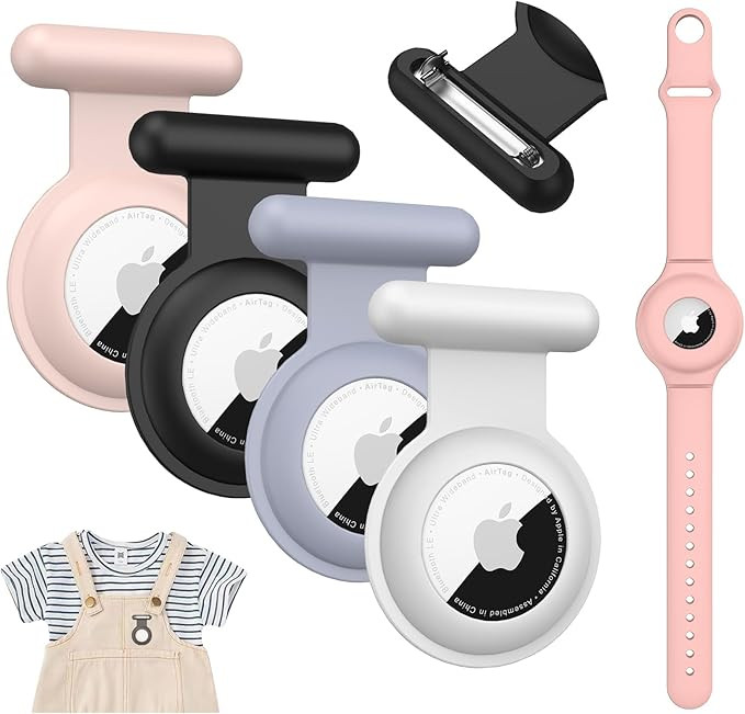 5 Pack Airtag Holder for Kids Hidden Pin Holder with Airtag Bracelet for Apple Air Tags GPS Track... | Amazon (US)