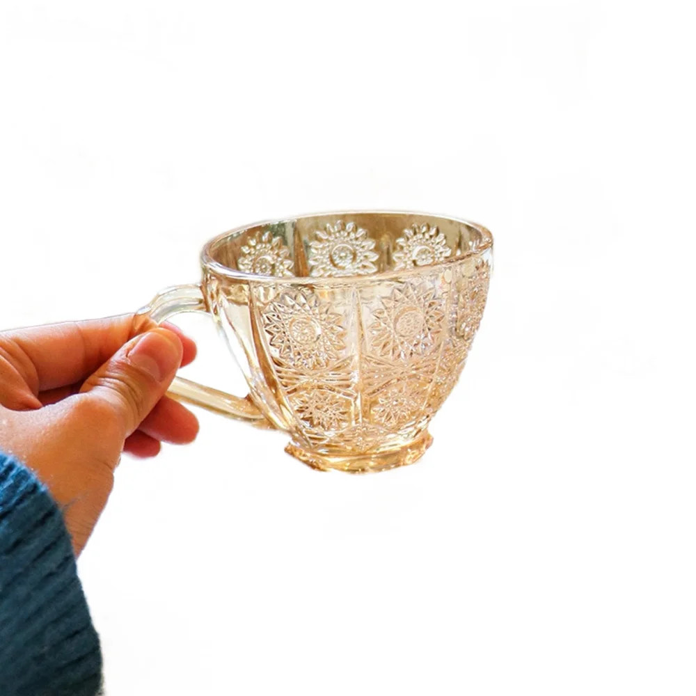 Set Retro Embossed Coffee Cup Latte Cup Glass Tea Cup Set Restaurant Milk Coffee Cup Gift|Mugs(go... | Walmart (US)