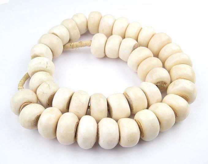 White Bone Beads - Full Strand of Fair Trade African Beads - The Bead Chest (Large, White) | Amazon (US)