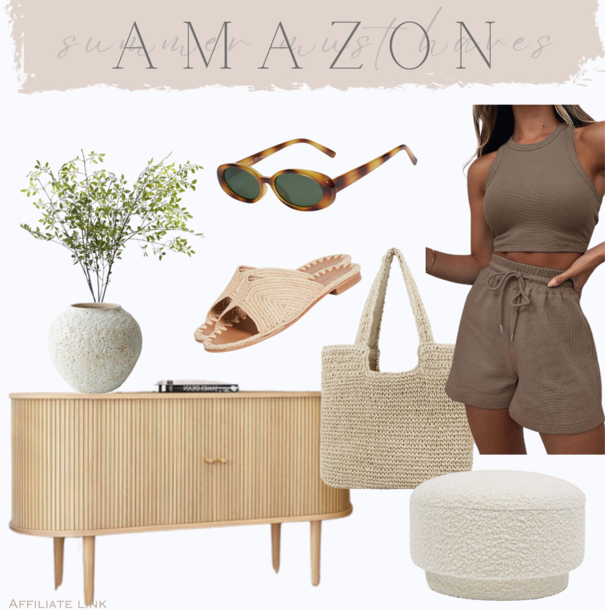 Summer must haves - matching set, sandals, sideboard, sunglasses,  vase, ottoman, tote bag 

#homedecor #summerstyle 

#LTKStyleTip #LTKHome