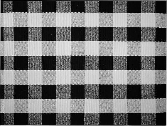 Black and White Outdoor Rug: 3x4 Buffalo Plaid Rug Layered Door Mats for Inside Entry Farmhouse R... | Amazon (US)