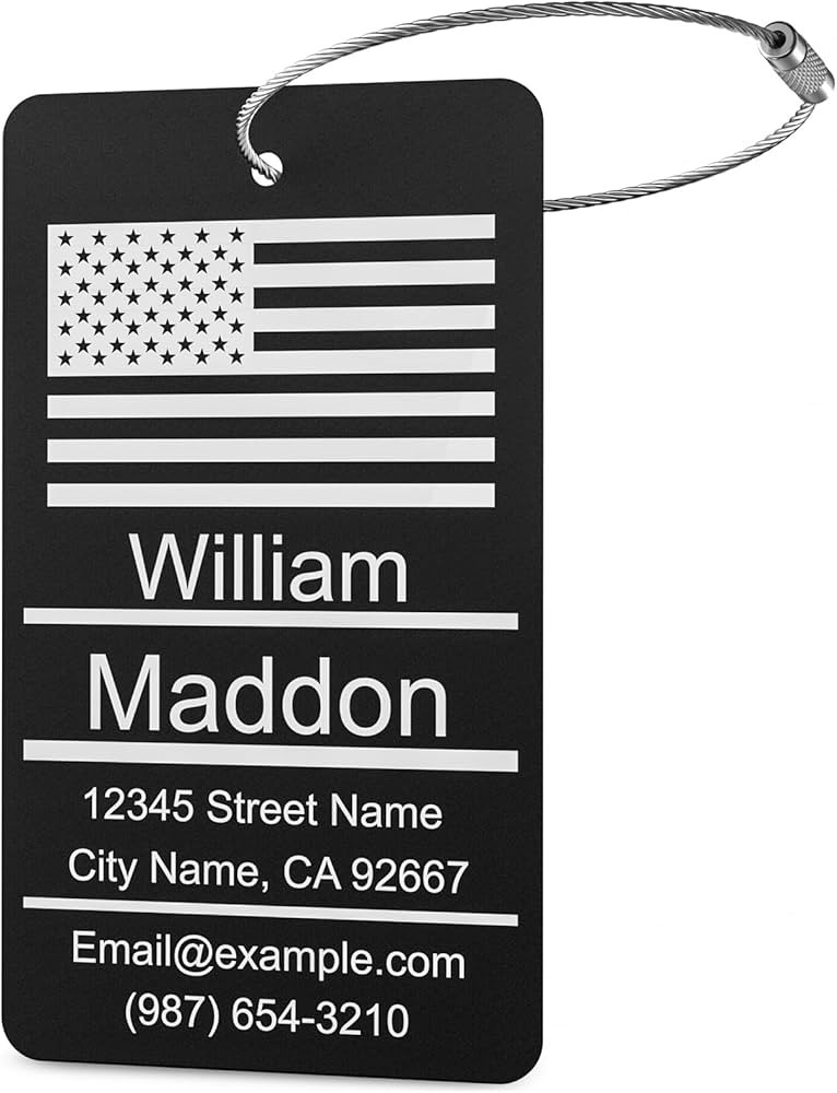 Luggage Tags for Suitcase - Black Personalized Engraved Metal Tag for Cruise Travel - Custom Name... | Amazon (US)