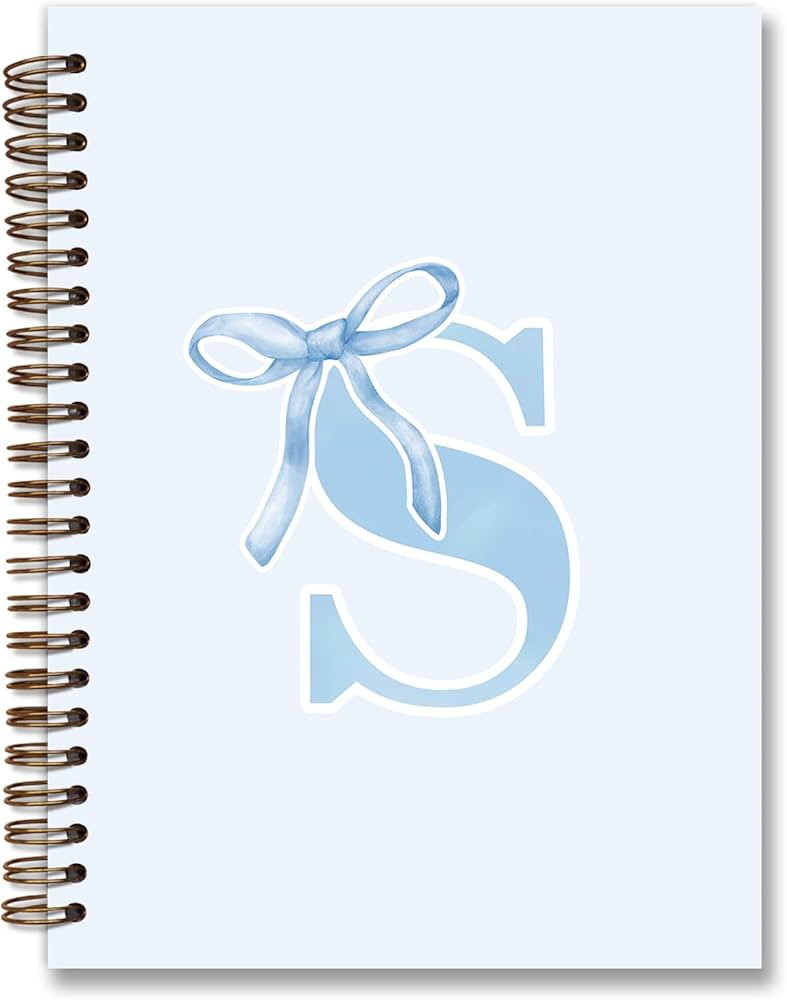 Initial S Notebook Journal,Personalized Teen Girl Gifts,Coquette Trendy Preppy Blue Bow Spiral No... | Amazon (US)