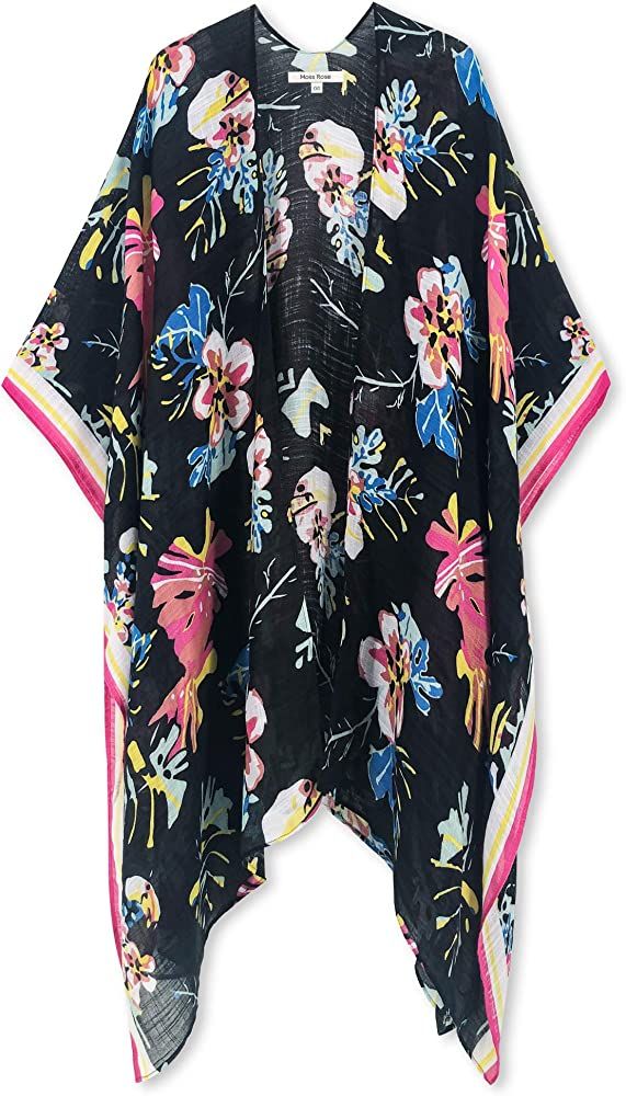 Moss Rose Women's Beach Cover up Swimsuit Kimono Cardigan with Bohemian Floral Print | Amazon (US)
