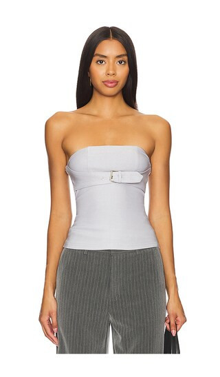 superdown Capri Strapless Top in Light Grey. - size S | Revolve Clothing (Global)