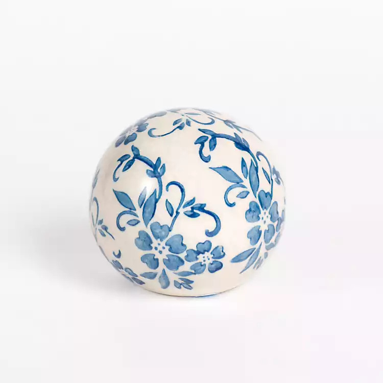 Blue & White Floral Ceramic Orb, 4 in. | Kirklands