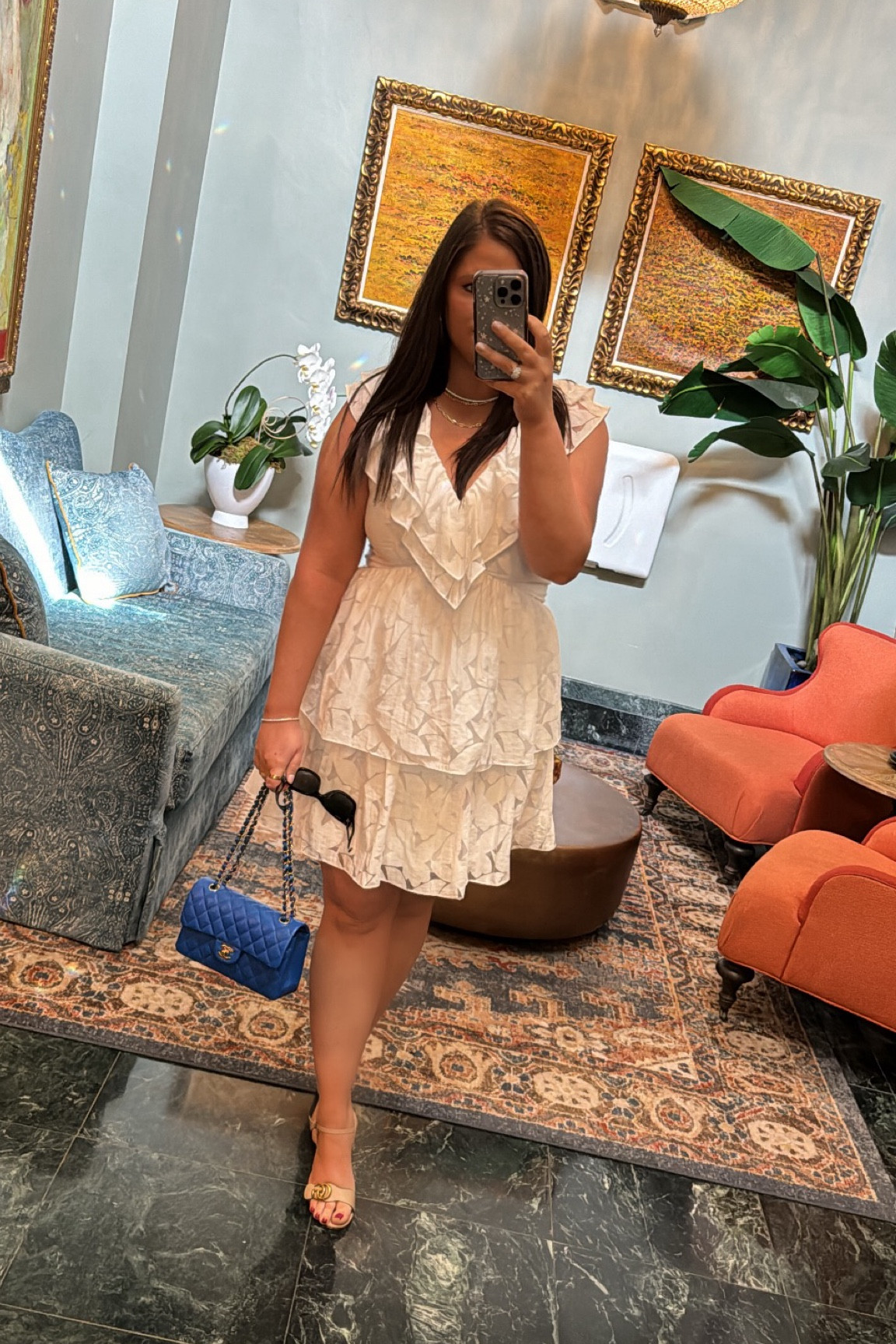 Todays fit for a beauty event 🤍 The perfect white summer dress 

Dress is linked. Shoes are linked but they don’t make the nude anymore so linked the gold. Bag is Chanel (can’t link) and sunglasses are Chanel (linked very similar pair) 

#LTKwedding #LTKstyletip #LTKbeauty