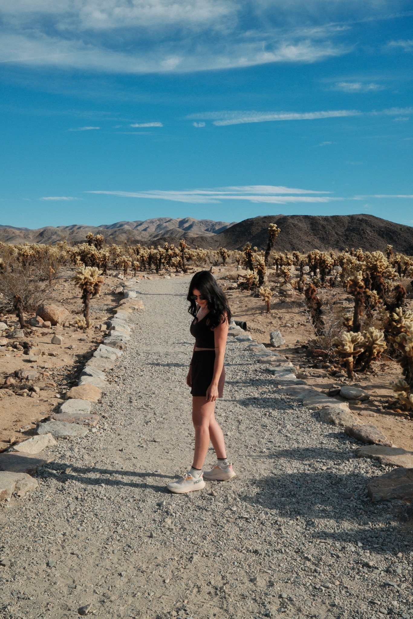 Hiking in Joshua tree national park 🏞️ 🏜️ shoes fit TTS and wearing a medium in the top and shorts. #hiking #hikingoutfit #aerie 

#LTKSeasonal #LTKActive #LTKWorkwear