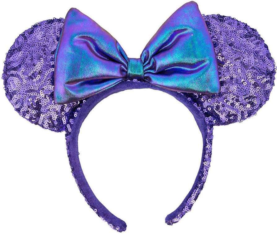 Disney Parks Potion Purple Sequin Irridescent Bow Mickey Minnie Mouse Ears Headband | Amazon (US)