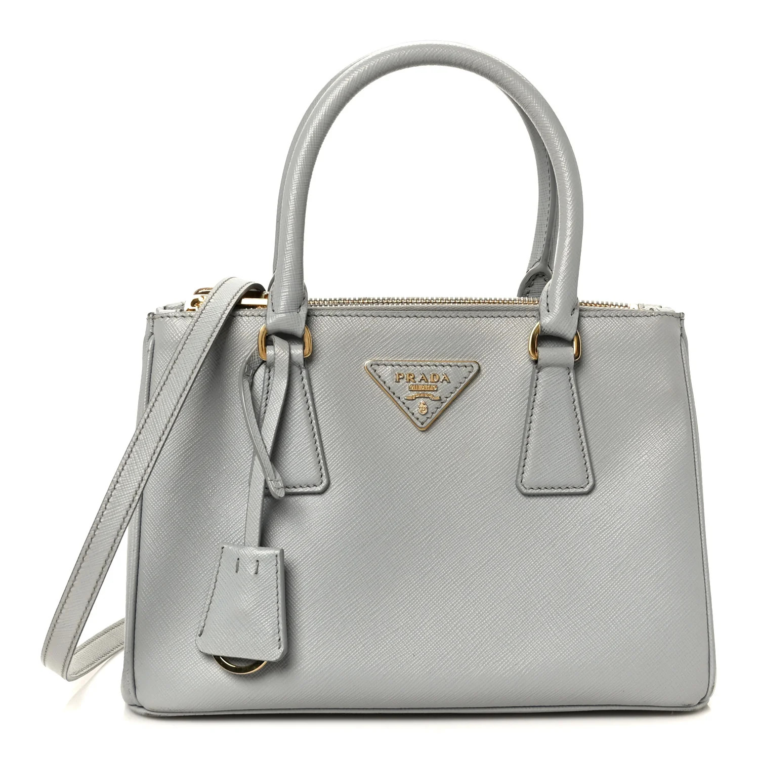 Saffiano Lux Small Galleria Double Zip Tote Granito | FASHIONPHILE (US)