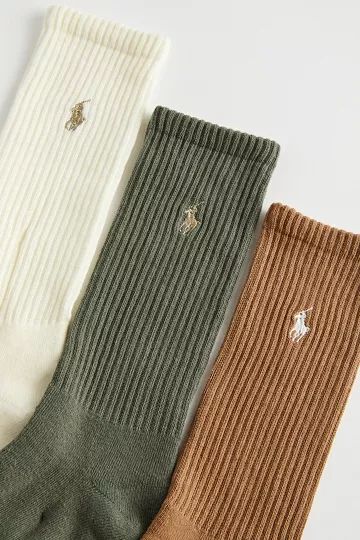 Polo Ralph Lauren Cushioned Ribbed Crew Sock 3-Pack | Urban Outfitters (US and RoW)