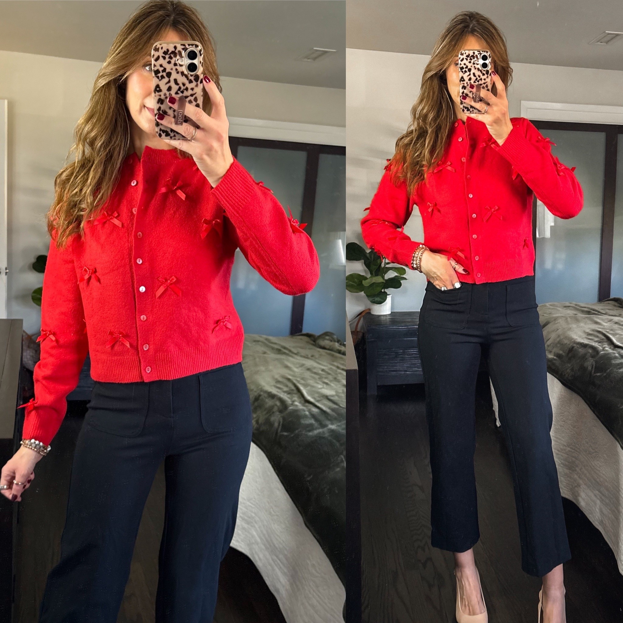 Target Holiday Outfit♥️

Red bow cardigan paired with cropped black pants. My favorite pants. They don’t wrinkle! The best fit. The cardigan is so soft and super cute. Wearing a small, pants are size 2

Christmas outfit women, holiday outfit women

#LTKHoliday #LTKgrwm #LTKFindsUnder50