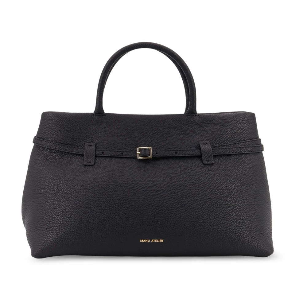 Black Leather Handbag with Metal Buckle - female - Manu Atelier - Handbags - Black - ONE SIZE - Bags | Miinto UK Ltd
