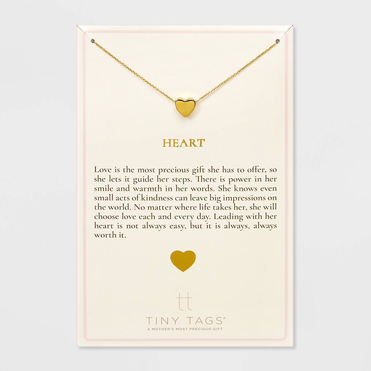 Tiny Tags 14K Gold Ion Plated Heart Chain Necklace - Gold | Target