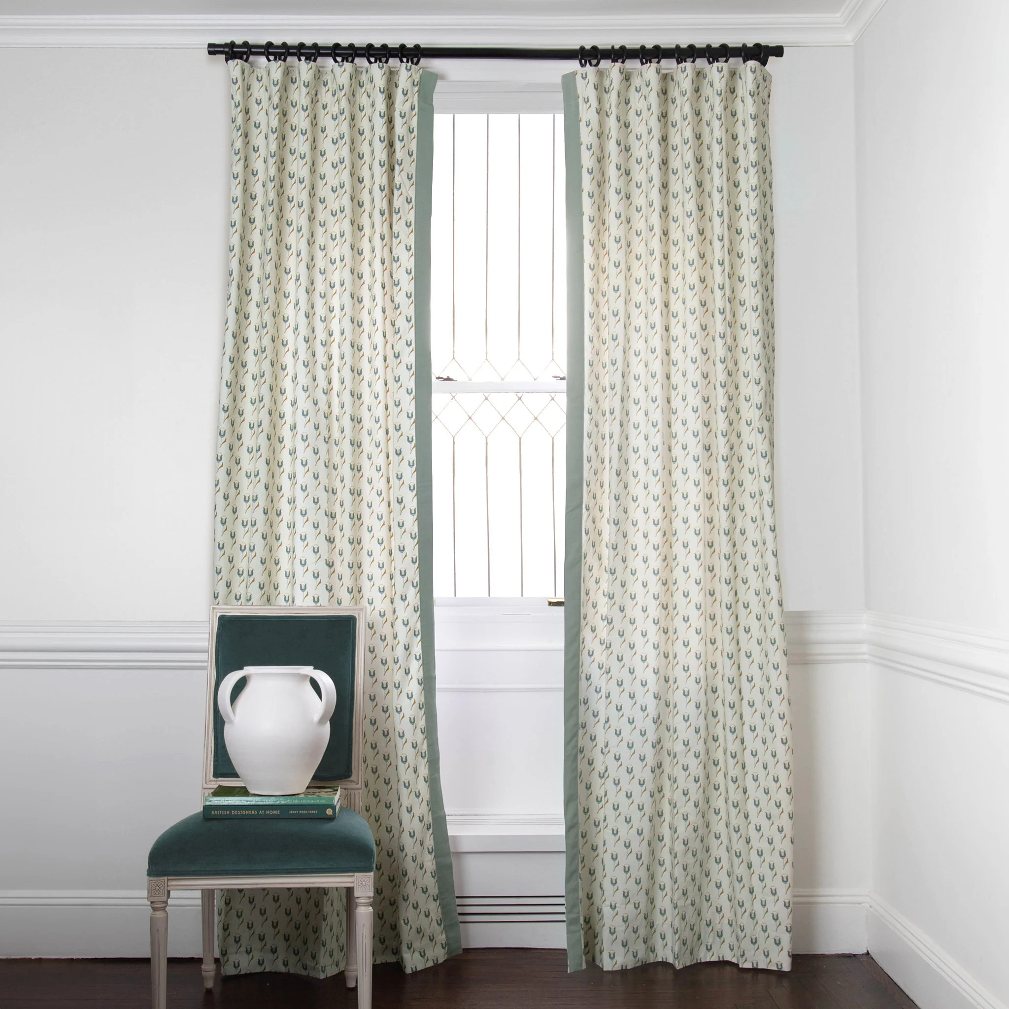 Custom Tulip Curtains in Green & Blue - Pepper Home | Pepper