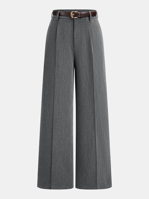Tailored Pleated Belted Wide Leg Pants | Commense