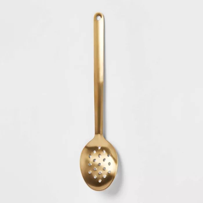 Stainless Steel Brass Finish Slotted Spoon - Threshold™ | Target