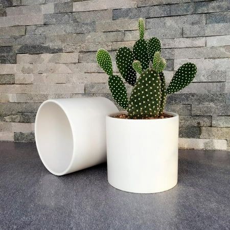 LEBONYARD White Ceramic Planting Flower Pot Scrub Pot for Indoor Outdoor | Walmart (US)