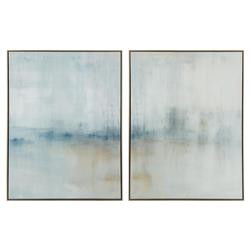 John-Richard Winter by Carol Benson-Cobb Abstract Silver Frame Painting Diptych | Kathy Kuo Home