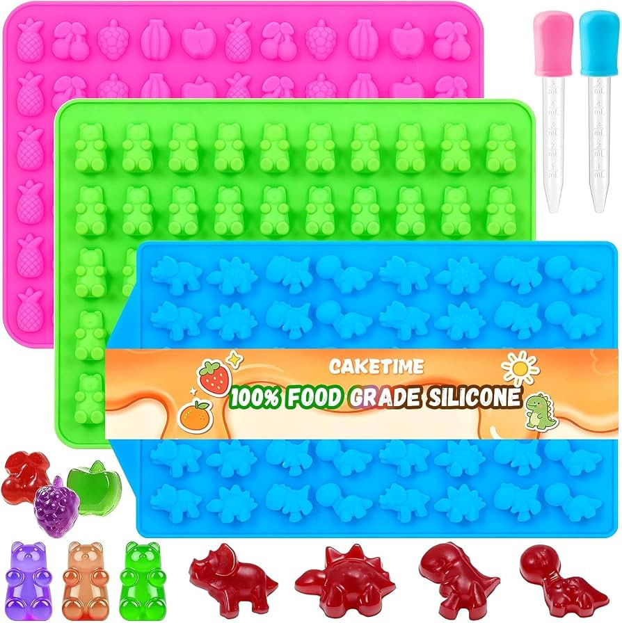 Gummy Candy Molds with 2pcs Droppers, Silicone Chocolate Molds 3 Pack | Amazon (US)