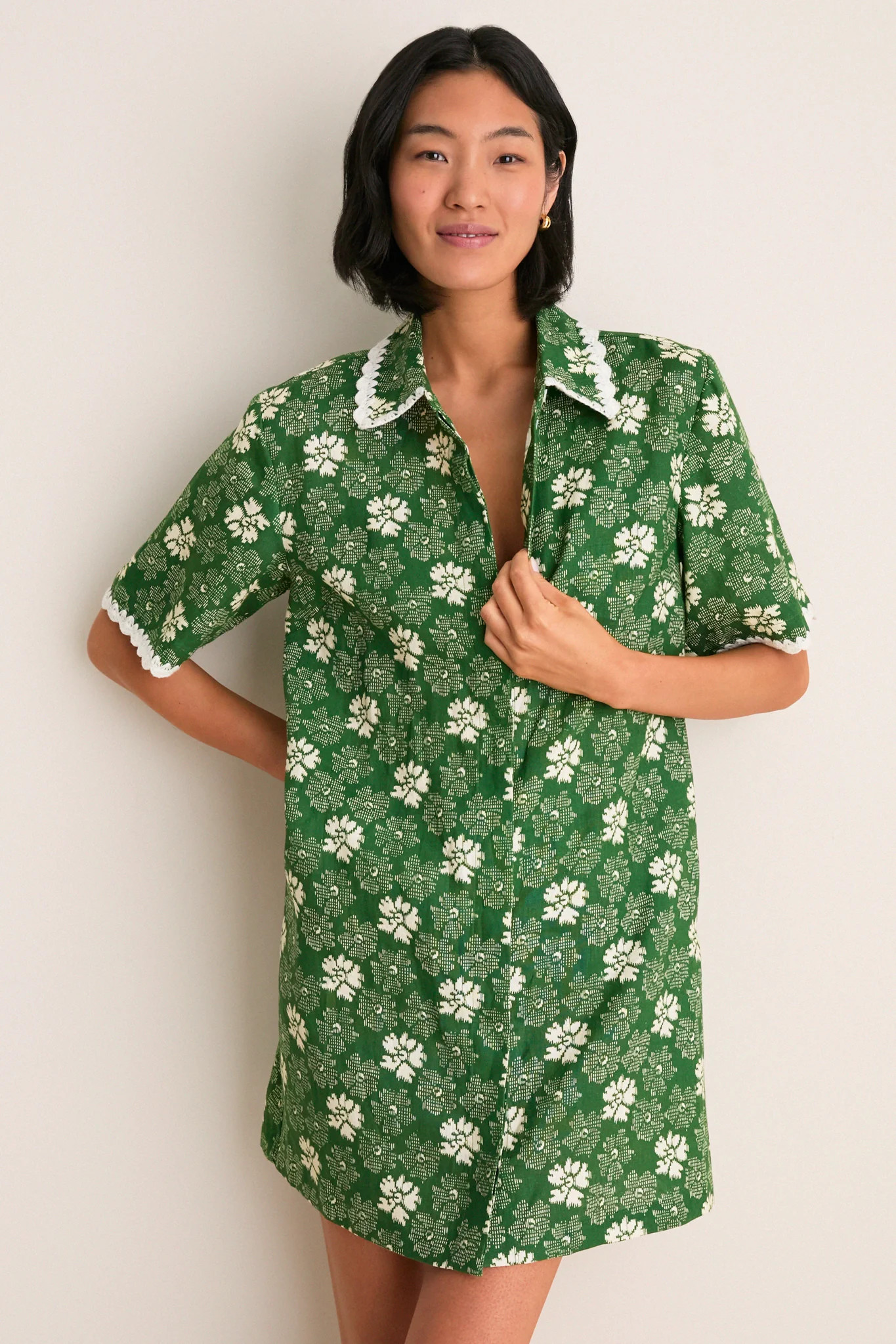 Green Gloria Print Mini Dress Coverup | Tuckernuck (US)