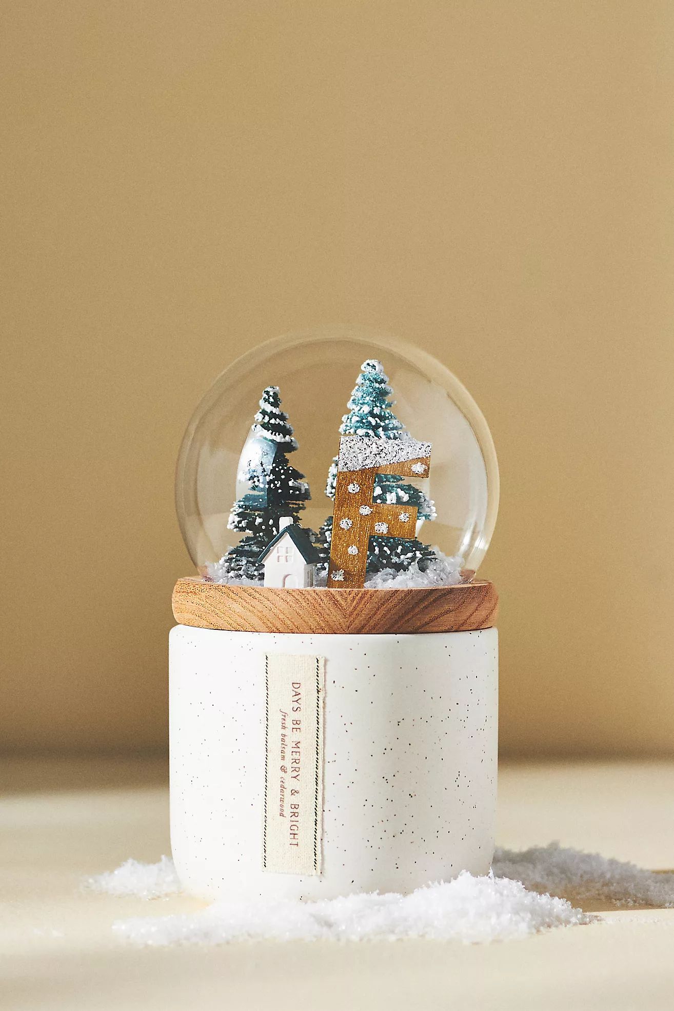 Monogram Snowglobe Woody Fresh Balsam & Cedarwood  Ceramic Candle | Anthropologie (US)