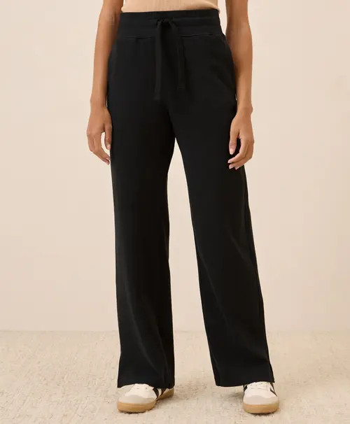 Pact Organic Cotton CloudKnit Wide Leg Pant in Black at Nordstrom, Size Medium | Nordstrom