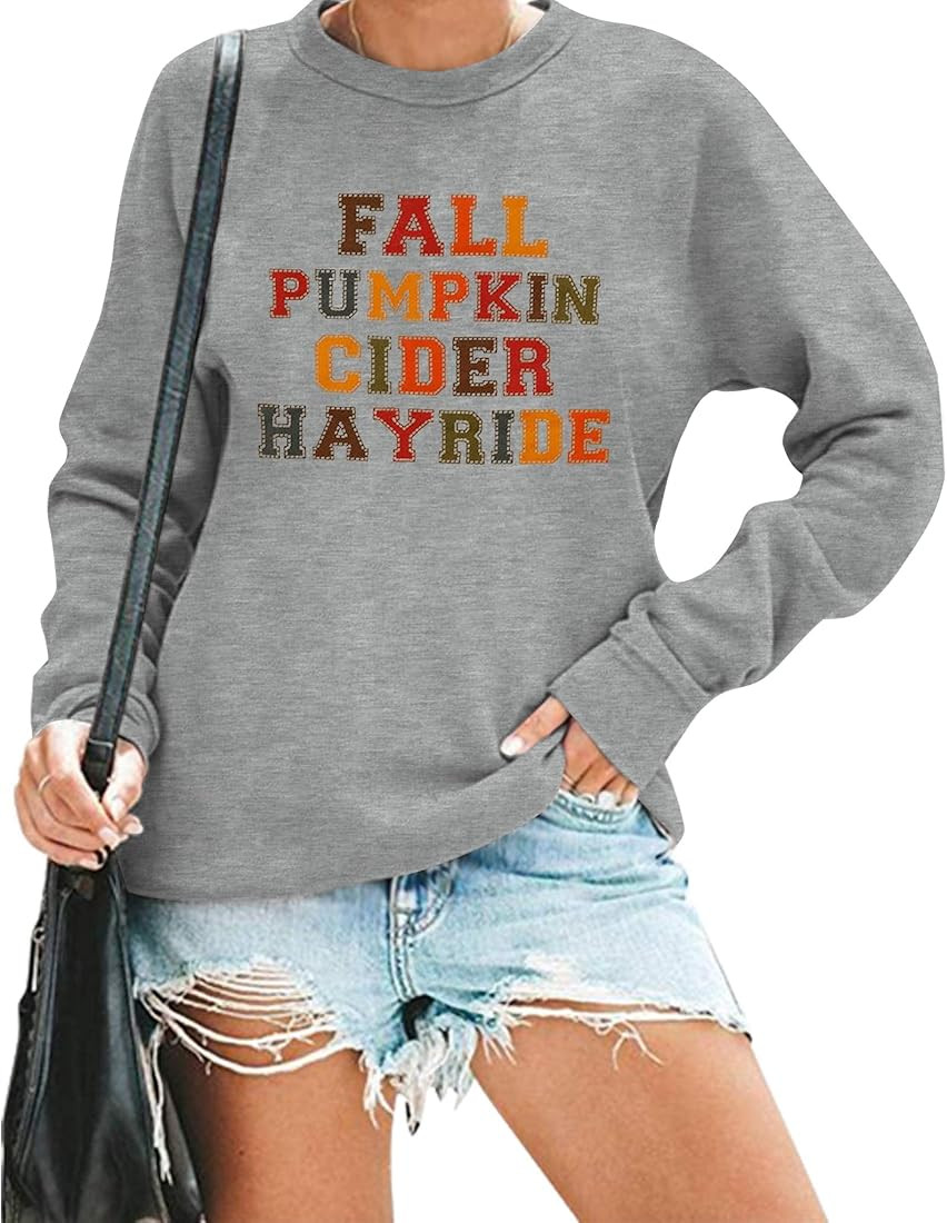 BLANCHES Fall Sweatshirt Women Long Sleeve Shirt Pumpkin Graphic Pullover Halloween Tops | Amazon (US)