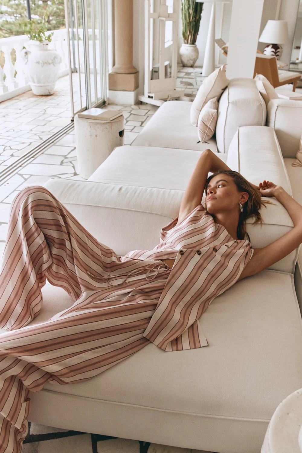Raya Linen Pants Pink Stripe | VRG Grl