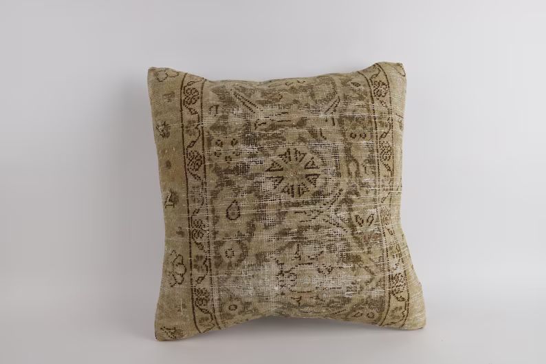 Ethnic Kilim Pillow, 20x20 Turkish Kilim Pillow, Bohemian Carpet Pillow, Handmade Kilim Lumbar, B... | Etsy (US)